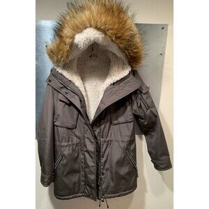X SMALL S13 New York Expedition Parka Sherpa Lined Olive Faux Fur Hood Anorak